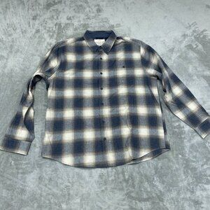 Weatherproof Vintage Plaid Button-Up Shirt XXL Blue/White a0980